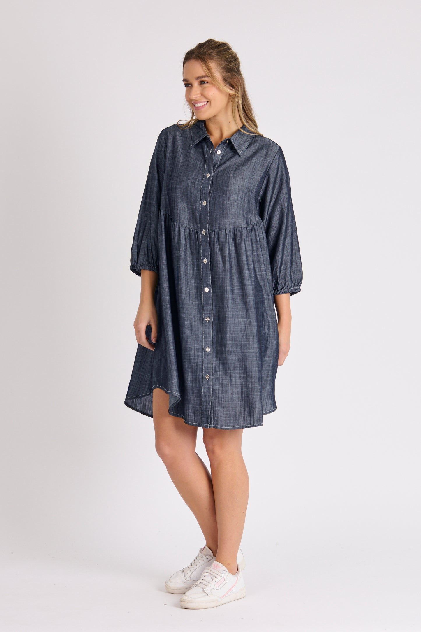 Scoop Yoke Button Through Dress