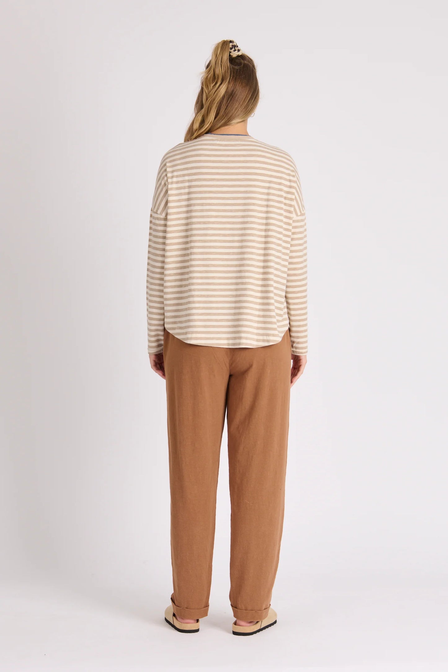 Heart Relaxed Tee - Beige Stripe