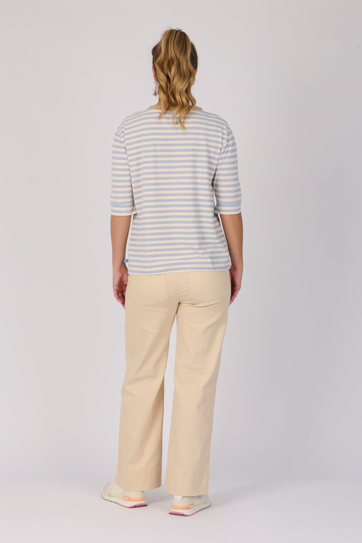 Cuff Sleeve Tee - Blue Stripe