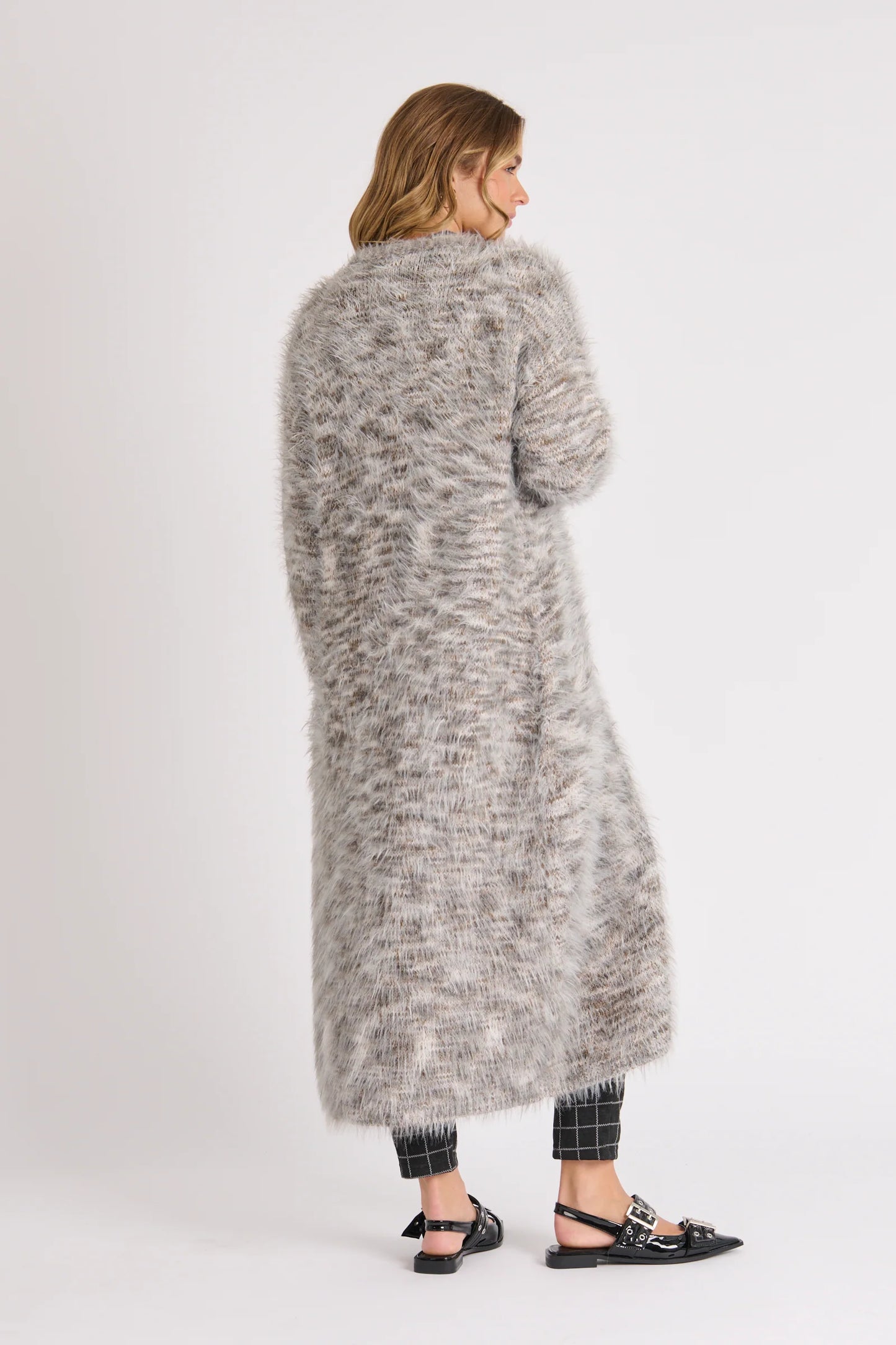 Longline Cardigan- Blue Fleck