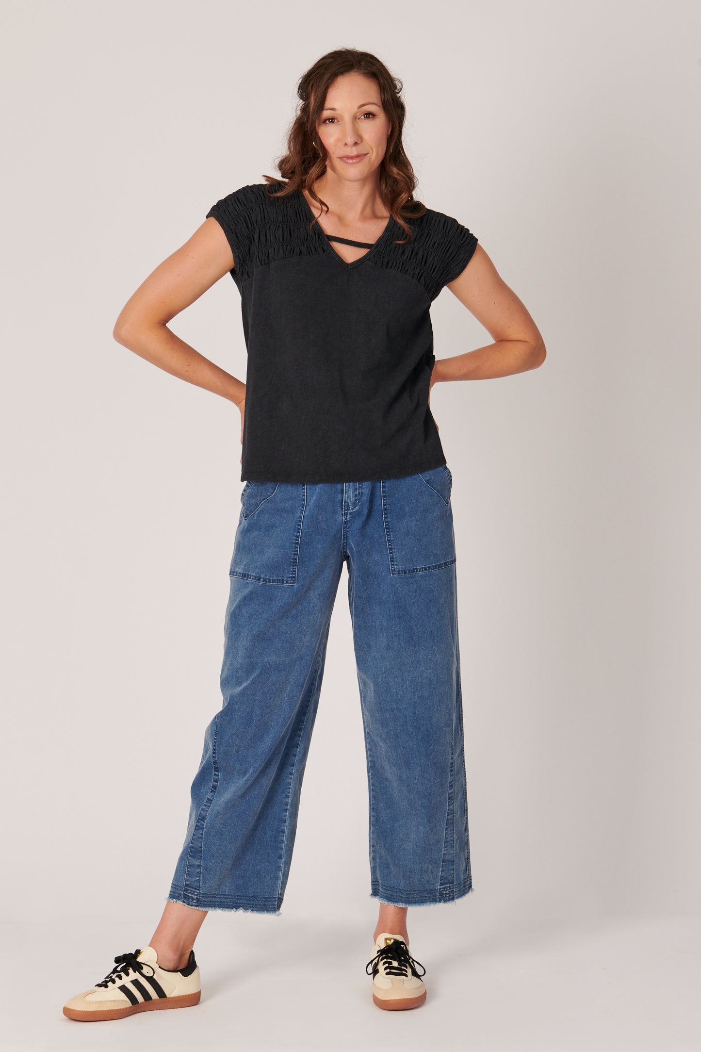 Shoulder Detail Tee - Black