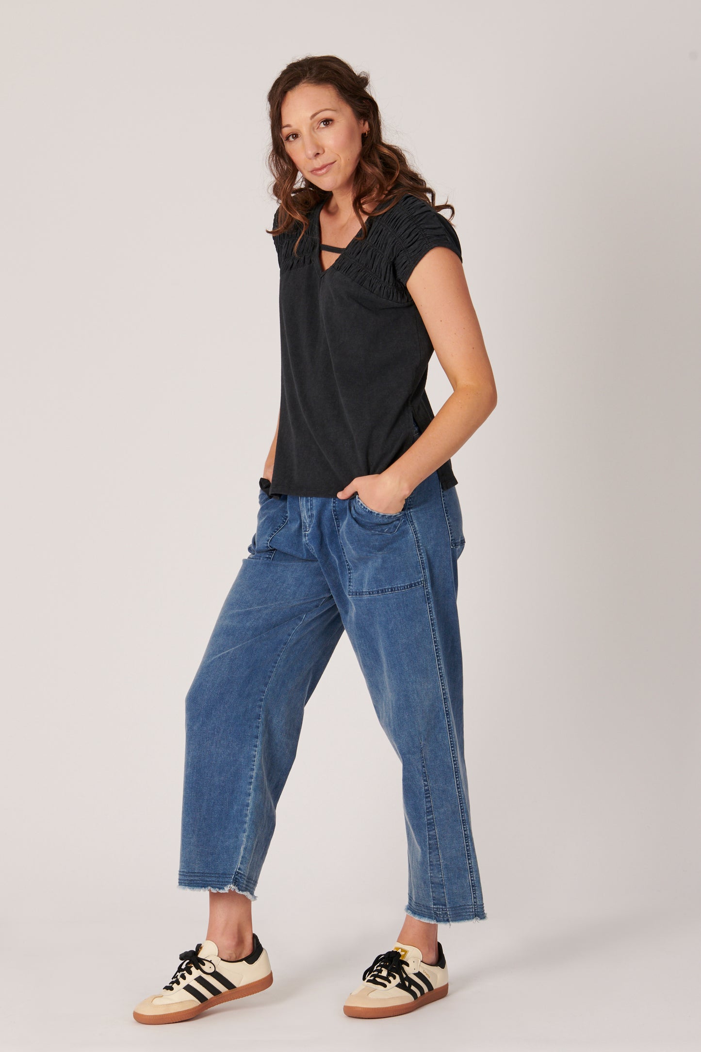 Shoulder Detail Tee - Black