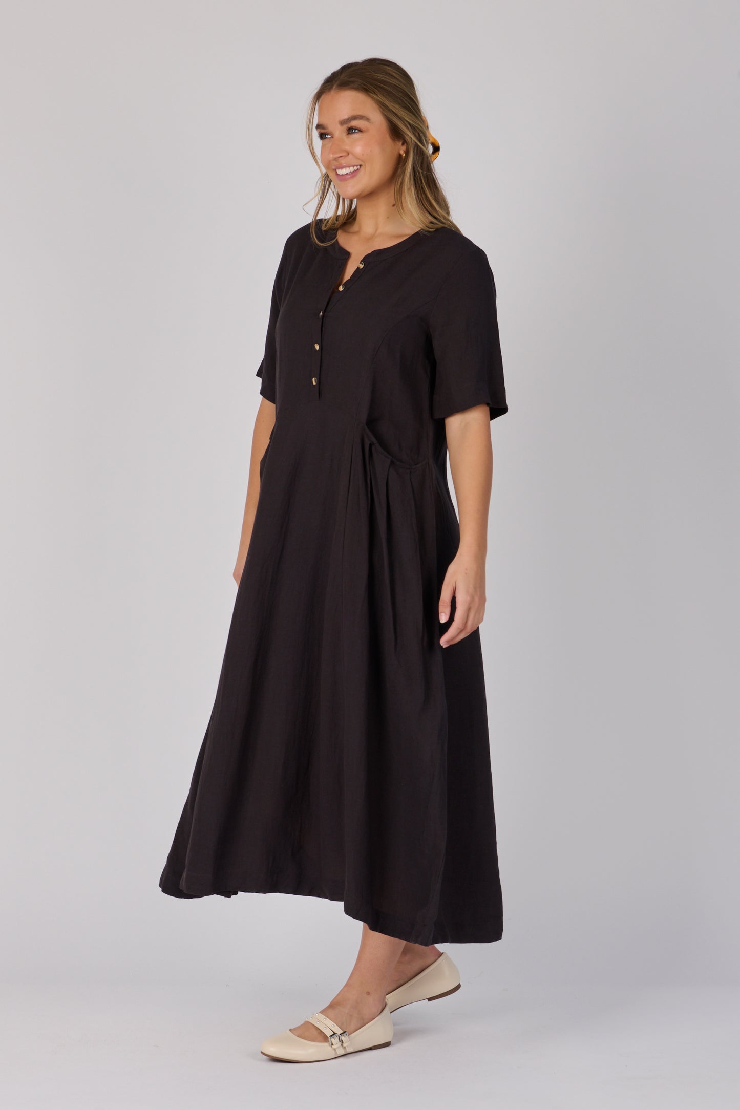 Pocket Detail Dress- Ink