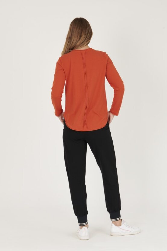 Long Sleeve Scoop Hem Top - Terracotta