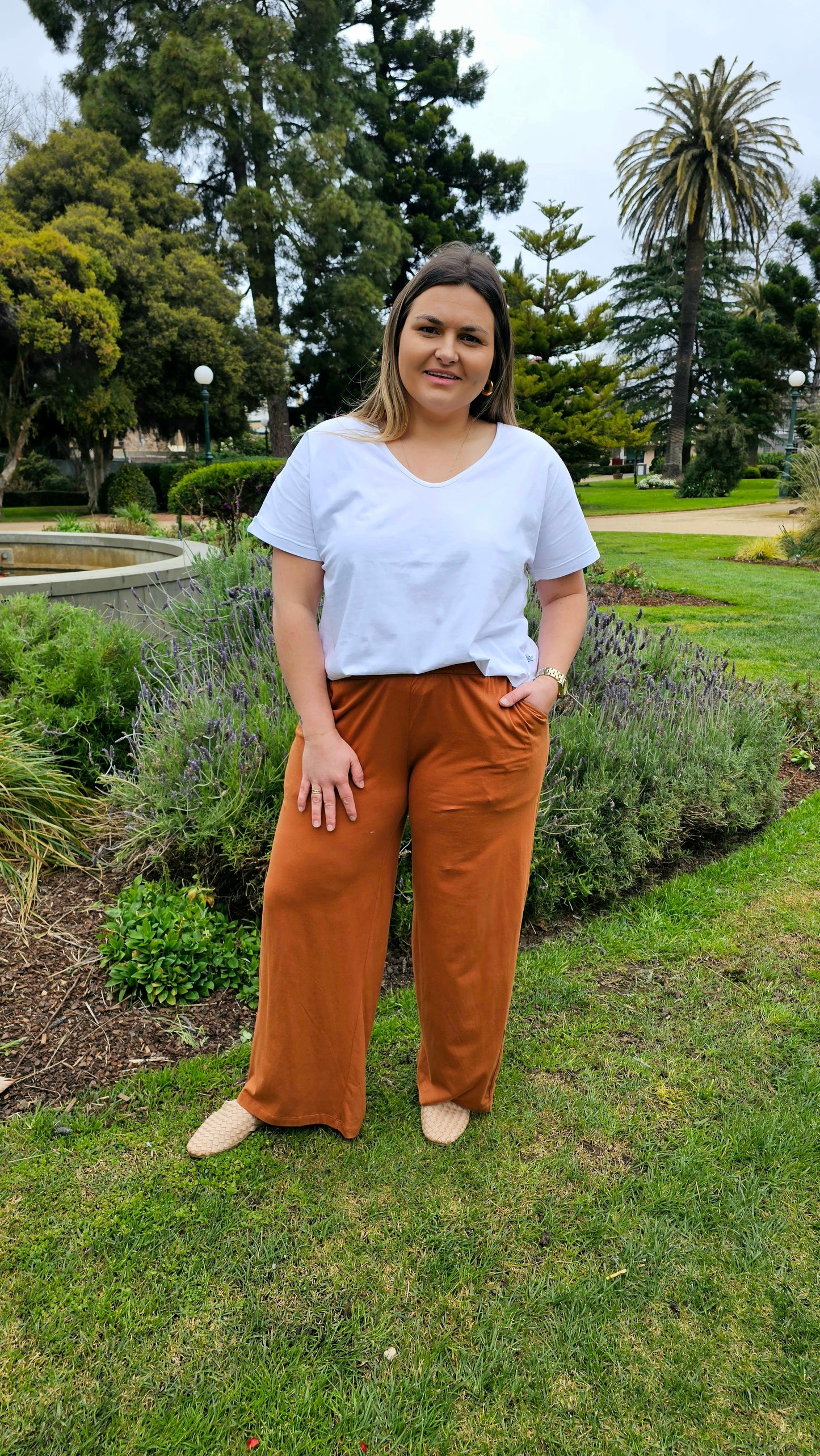 Zara Shirred Waist Pant - Caramel
