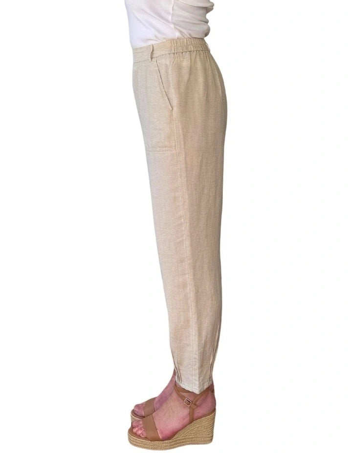 Lino Tapered Pant- Natural
