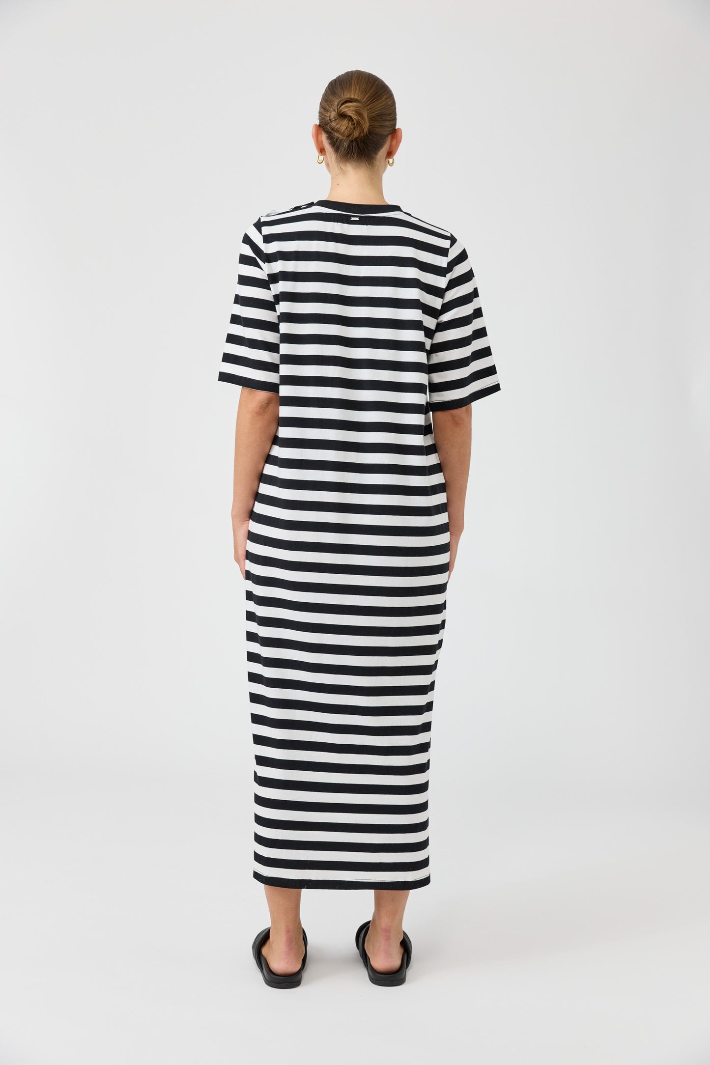 Studio Stripe T-shirt Dress- Ebony