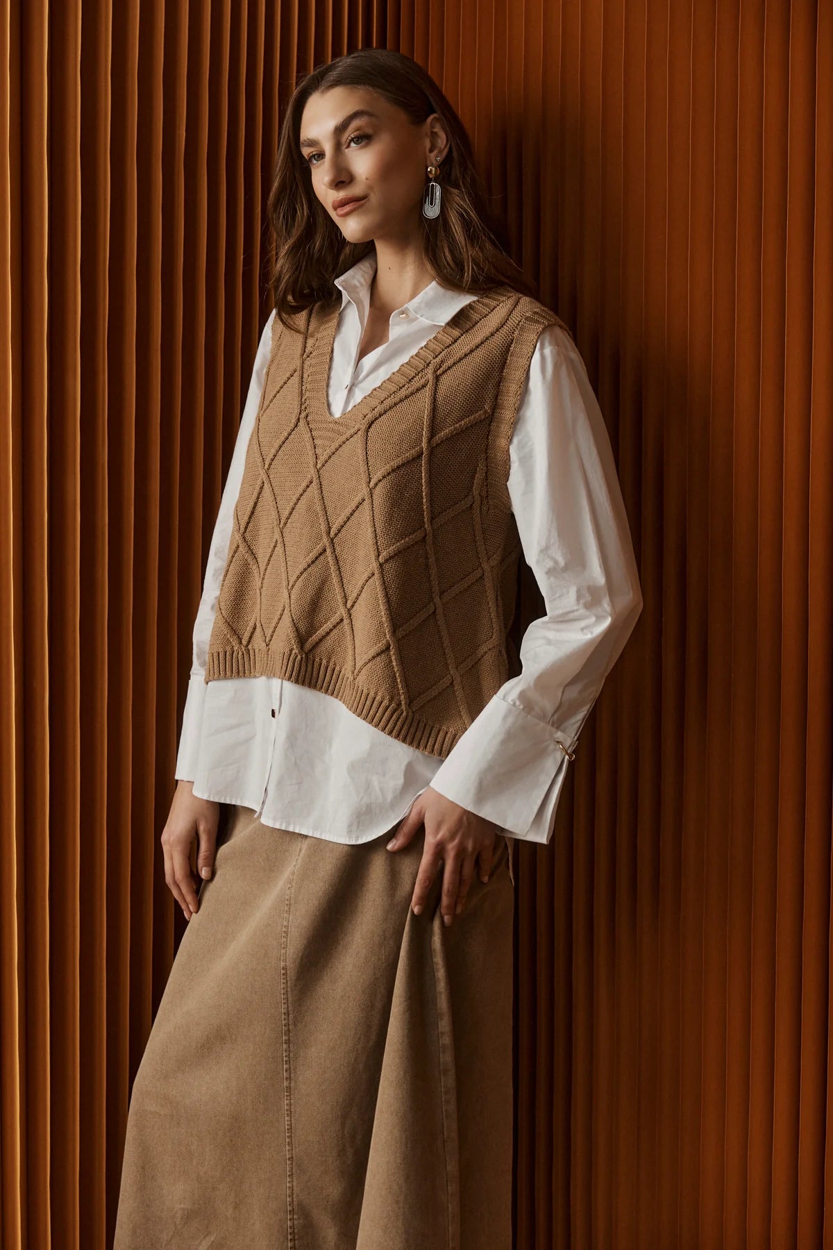 Liora Knit Vest- Mocha