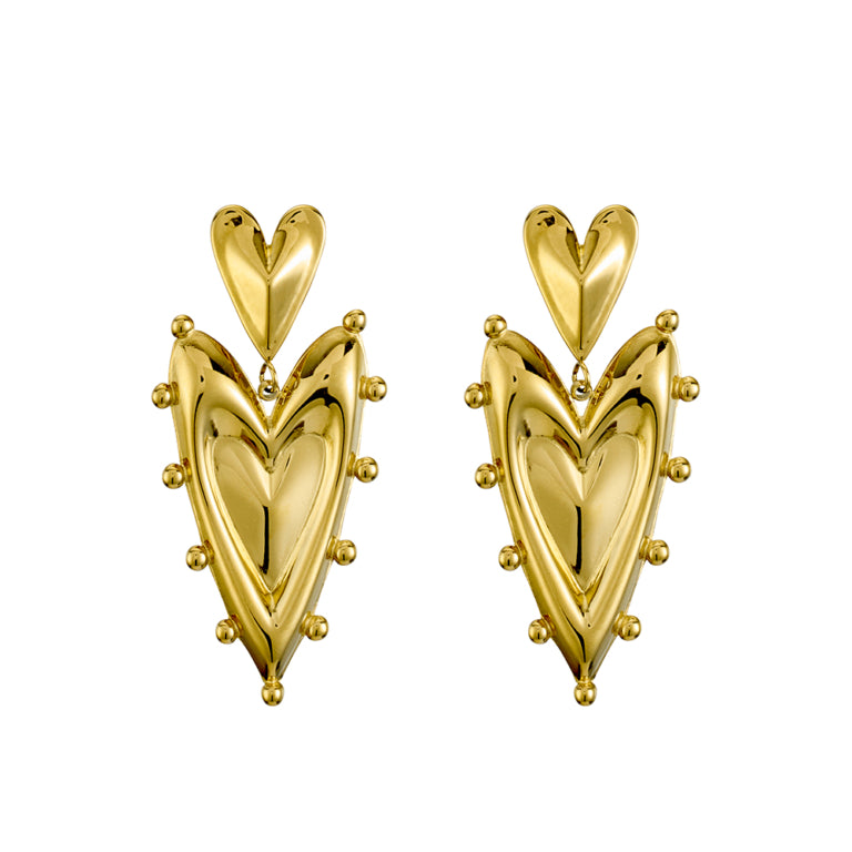 Allure Pop Art Heart Earrings- Gold