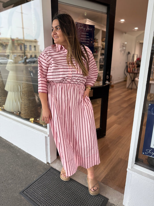Mad Hatters Dress - Pink Red
