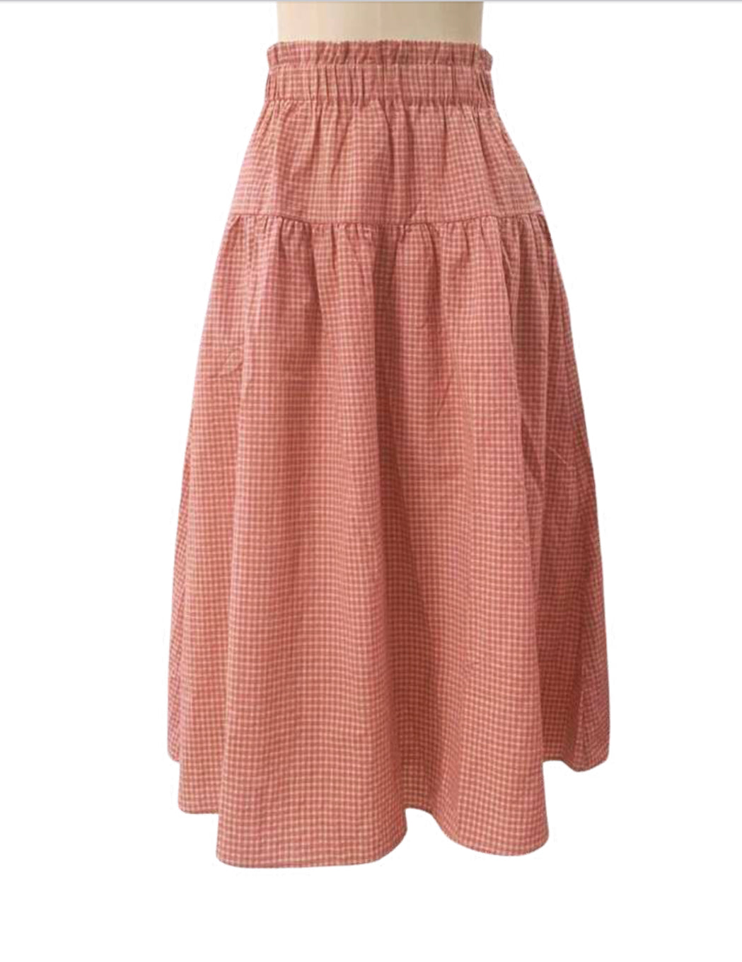 Sunday Midi Skirt - Flamingo Gingham