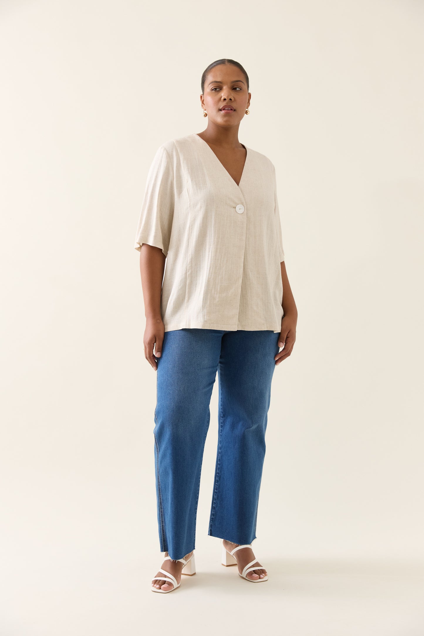 Ingrid Button Top - Canvas