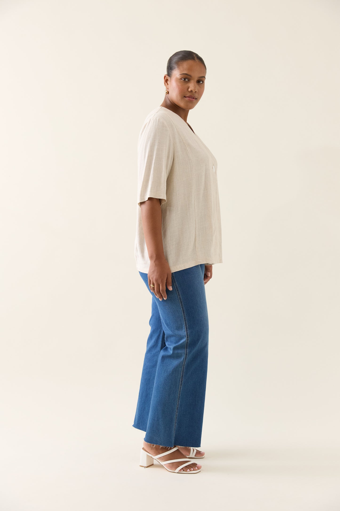 Ingrid Button Top - Canvas