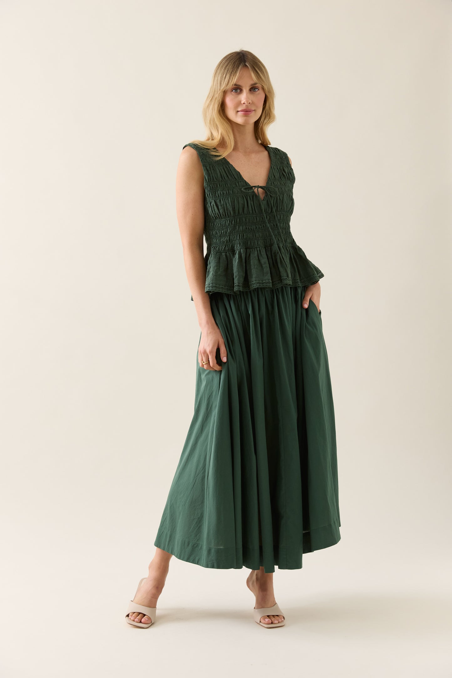 Esther Shirred Tank- Myrtle