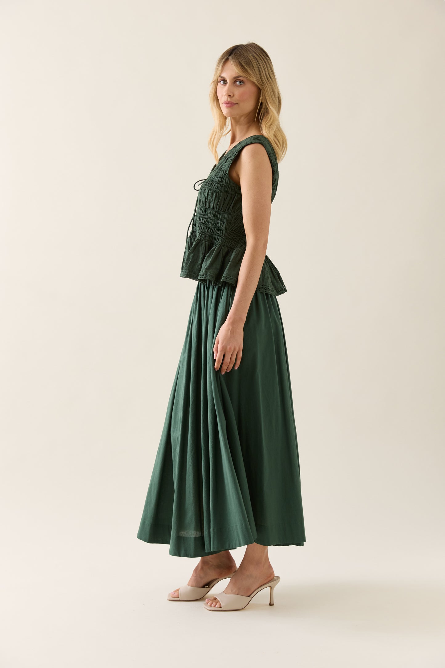 Esther Shirred Tank- Myrtle