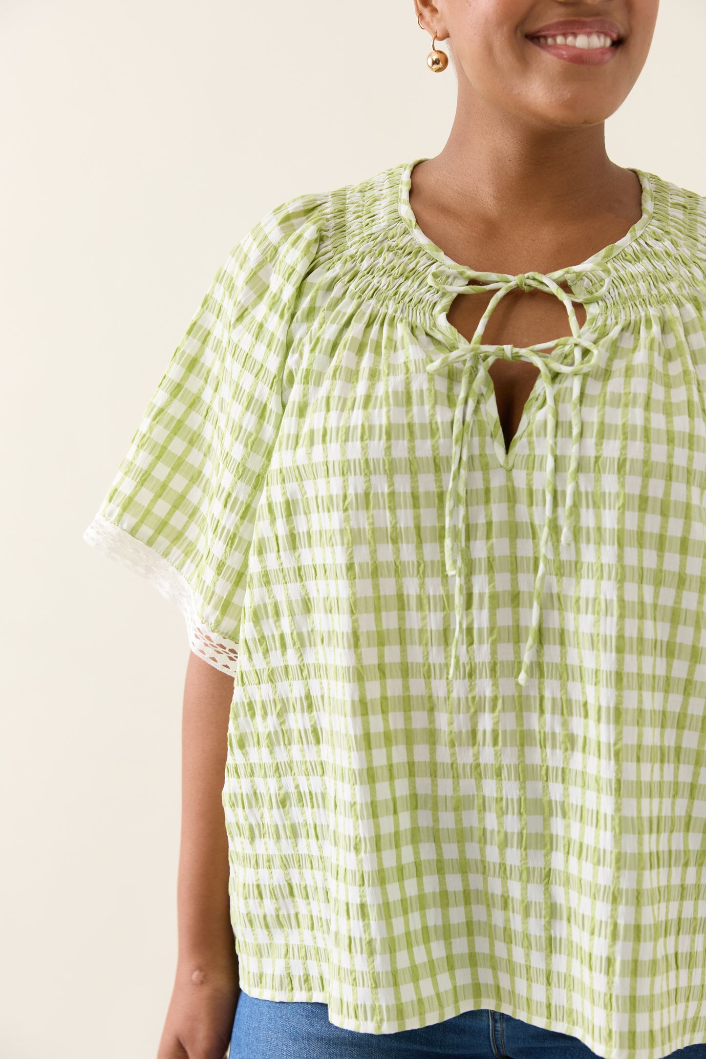 Esther Shirred Top - Pomelo