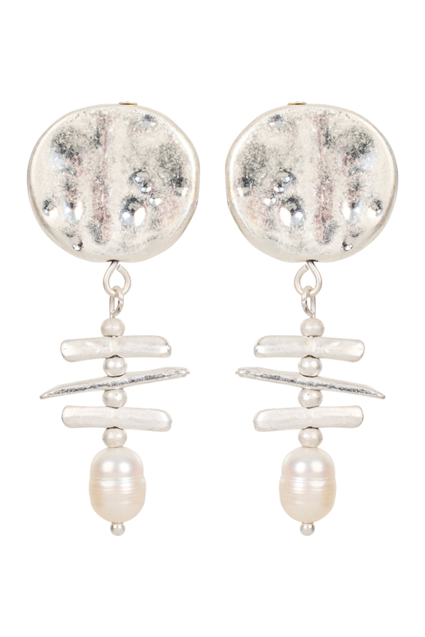 Esther Drop Earring- Silver Pearl