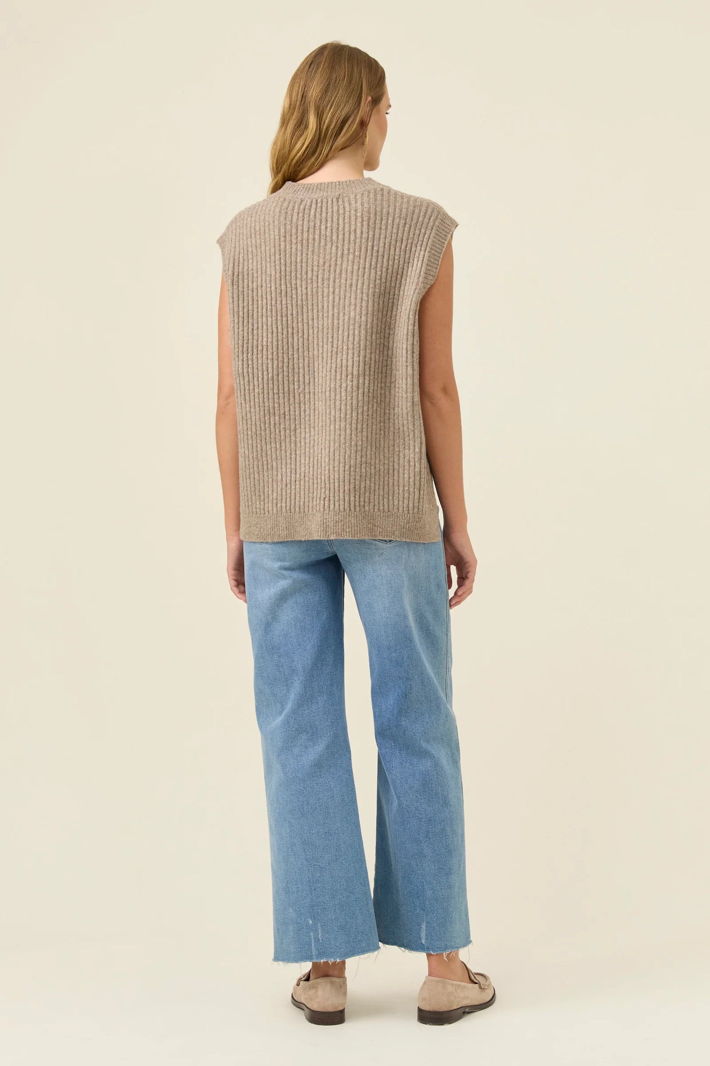Miru Crew Knit Vest - Stone