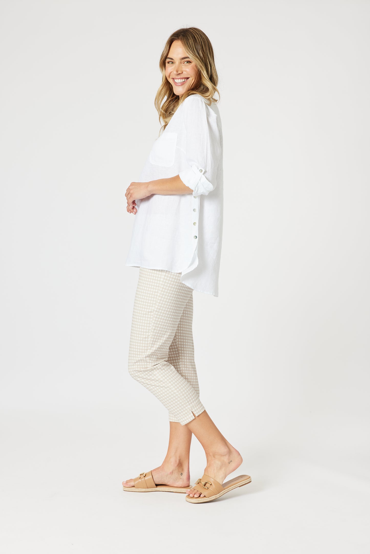 Ava Button Shirt- White