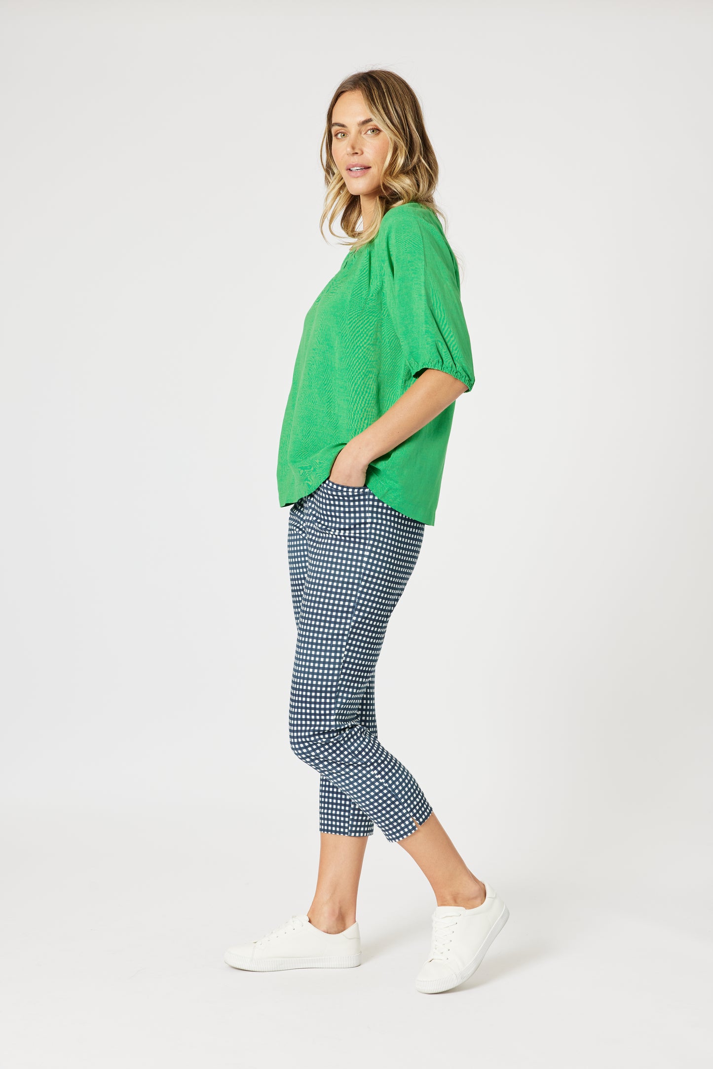 Lino V-Neck Top- Elm