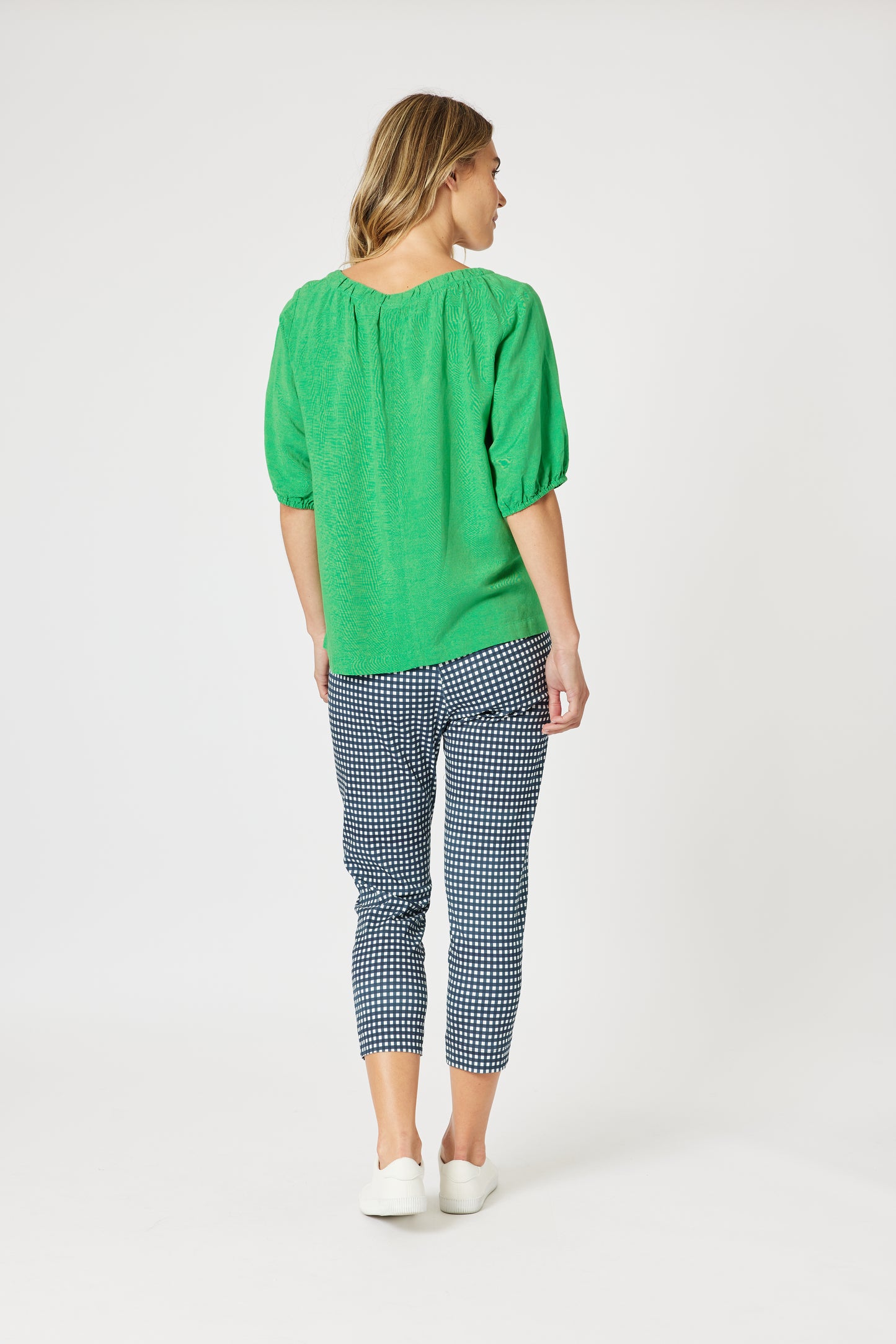 Lino V-Neck Top- Elm