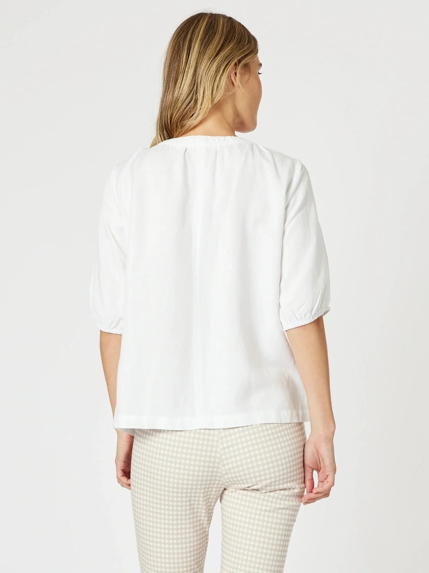 Lino V-Neck Top- White