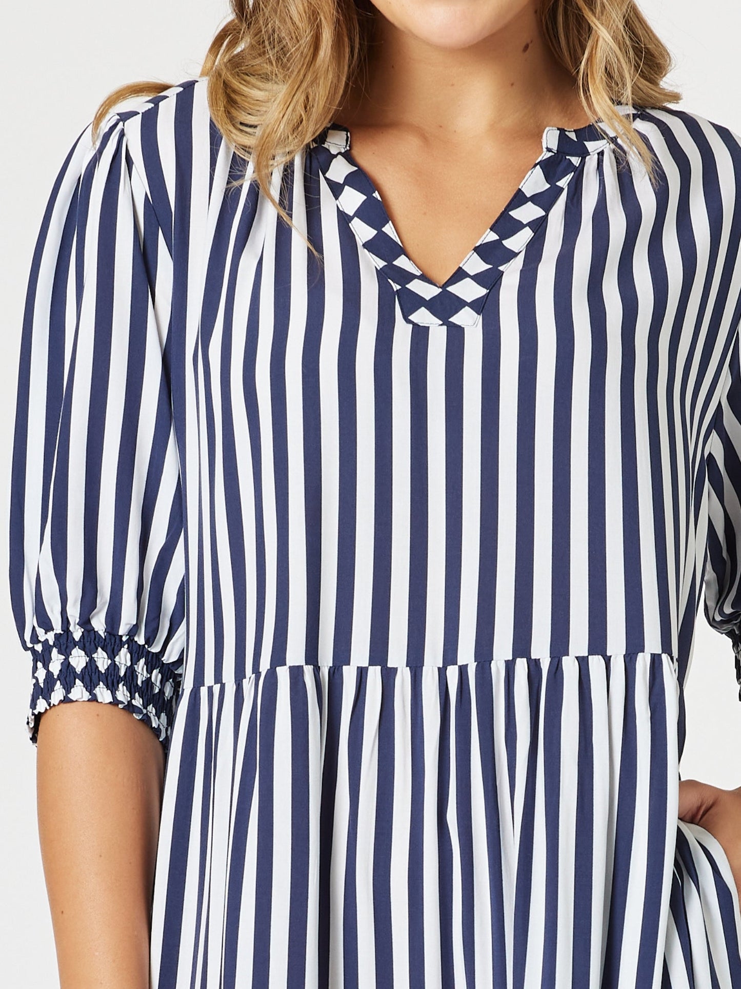 Harlequin Stripe Tier Dress