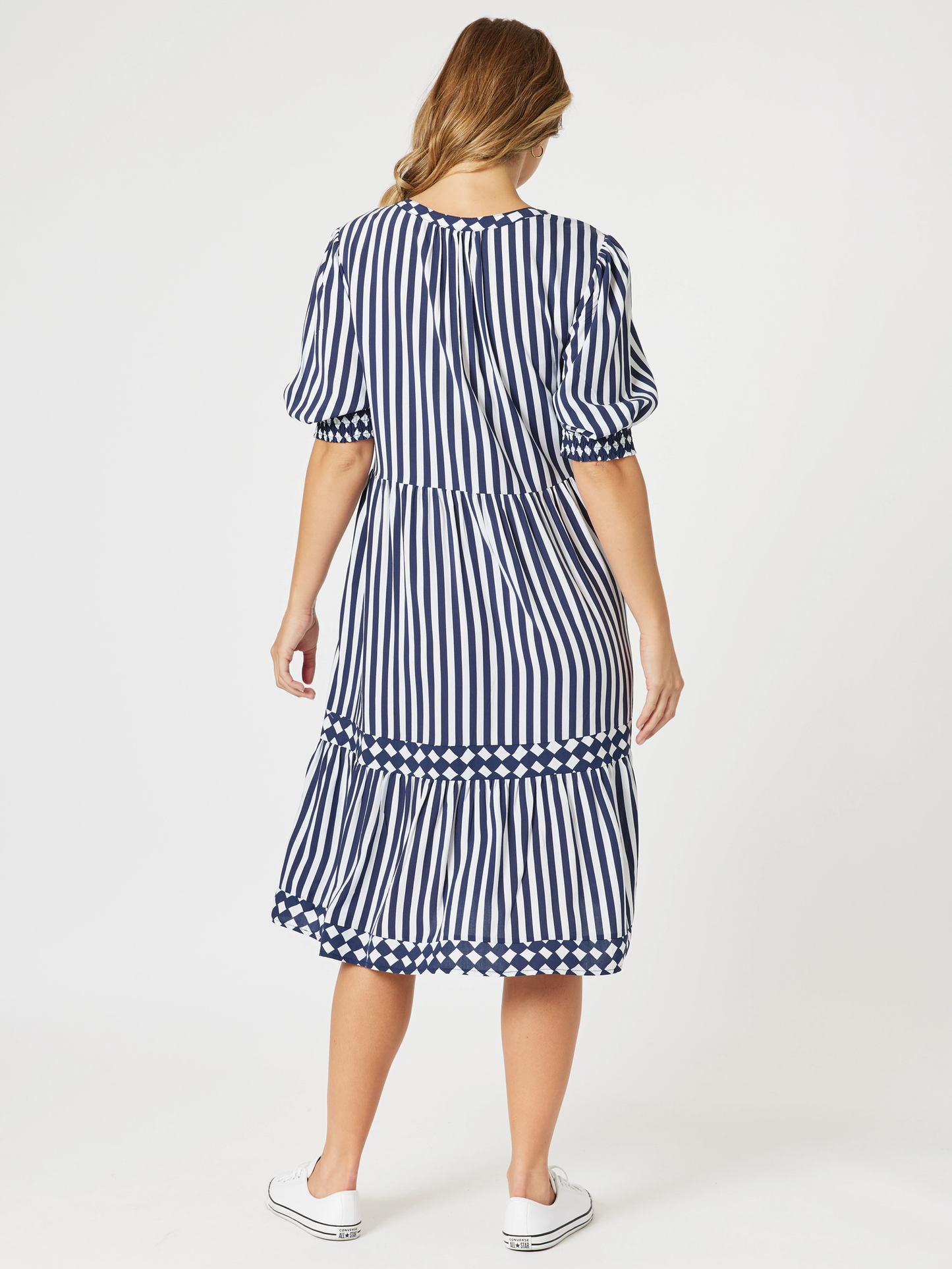 Harlequin Stripe Tier Dress