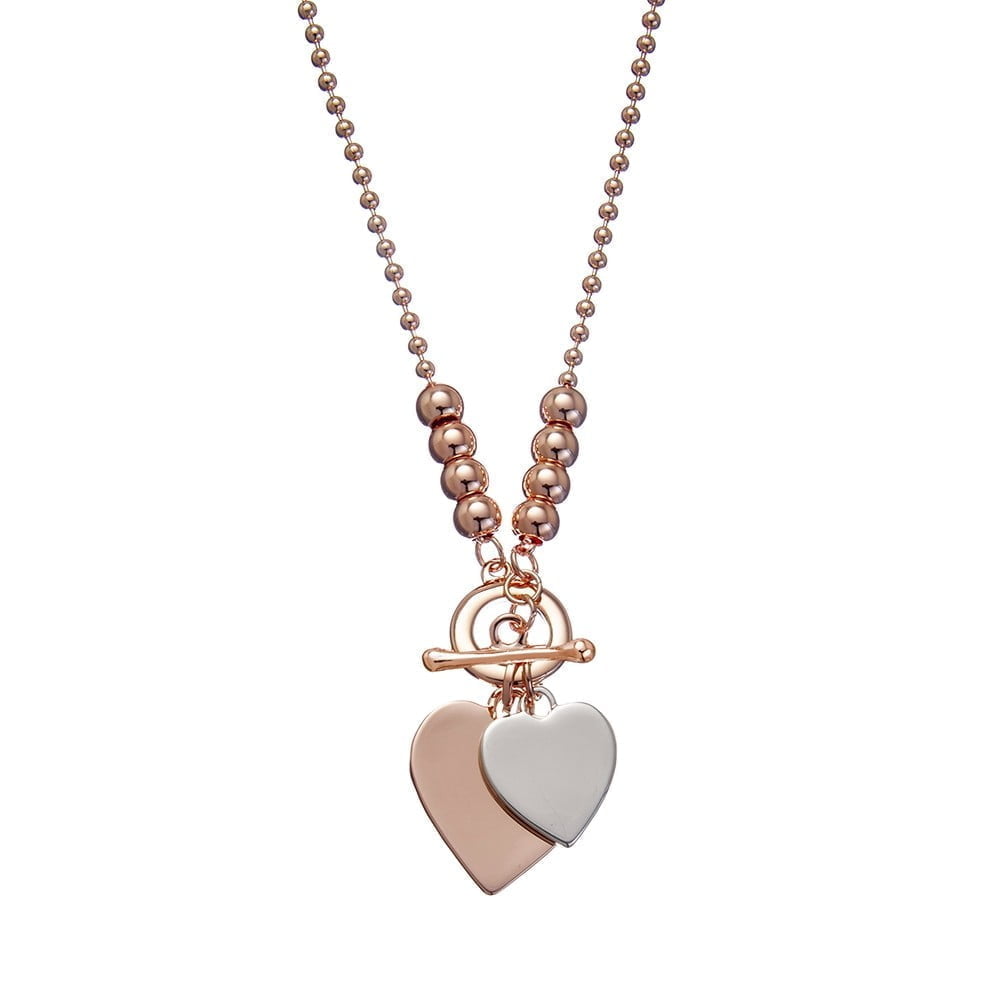 Silver and rose gold heart necklace deals