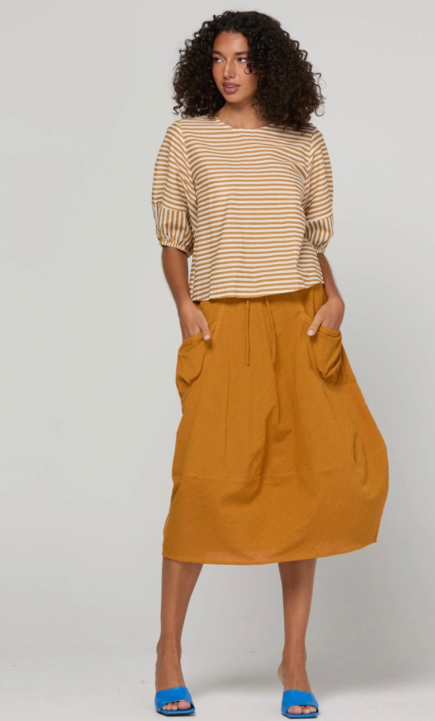Ava Top - Mustard Stripe