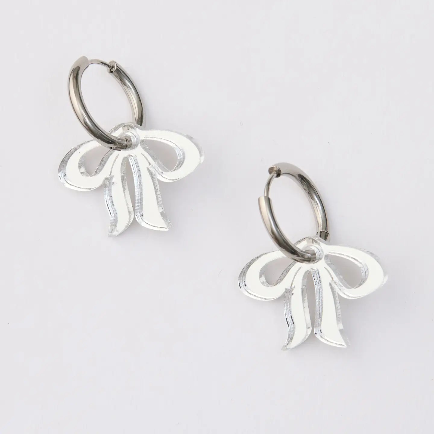 Floppy Bow Earrings- Silver