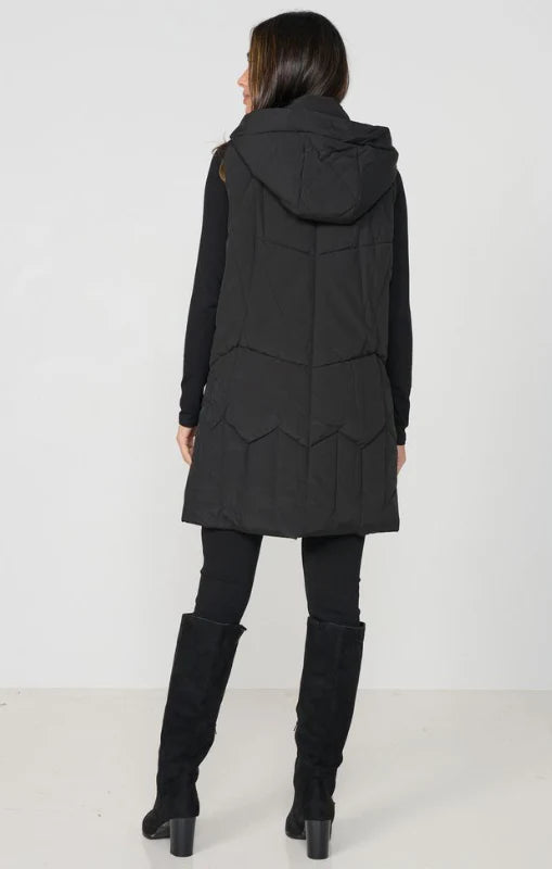 Geometric Puffer Vest- Black