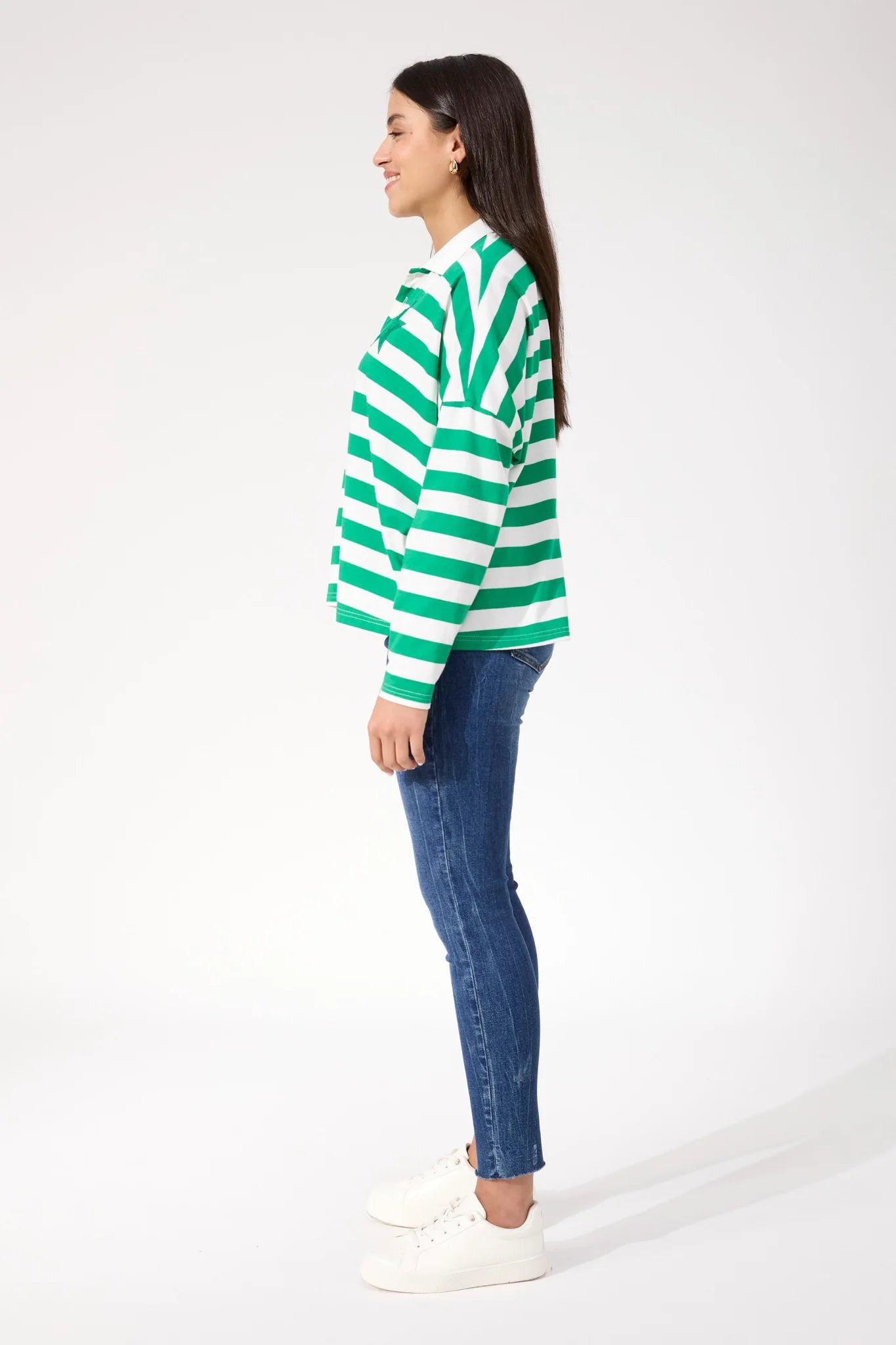 Columbus Stripe Polo Top - Green