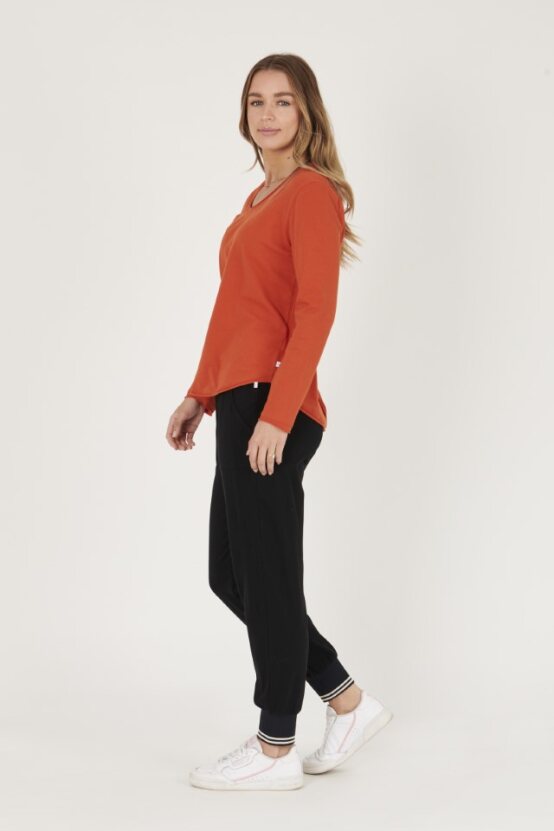 Long Sleeve Scoop Hem Top - Terracotta