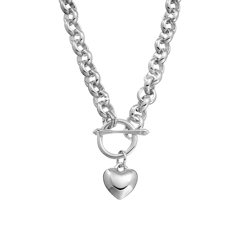 Allure - Heart Belcher Link Necklace - Silver