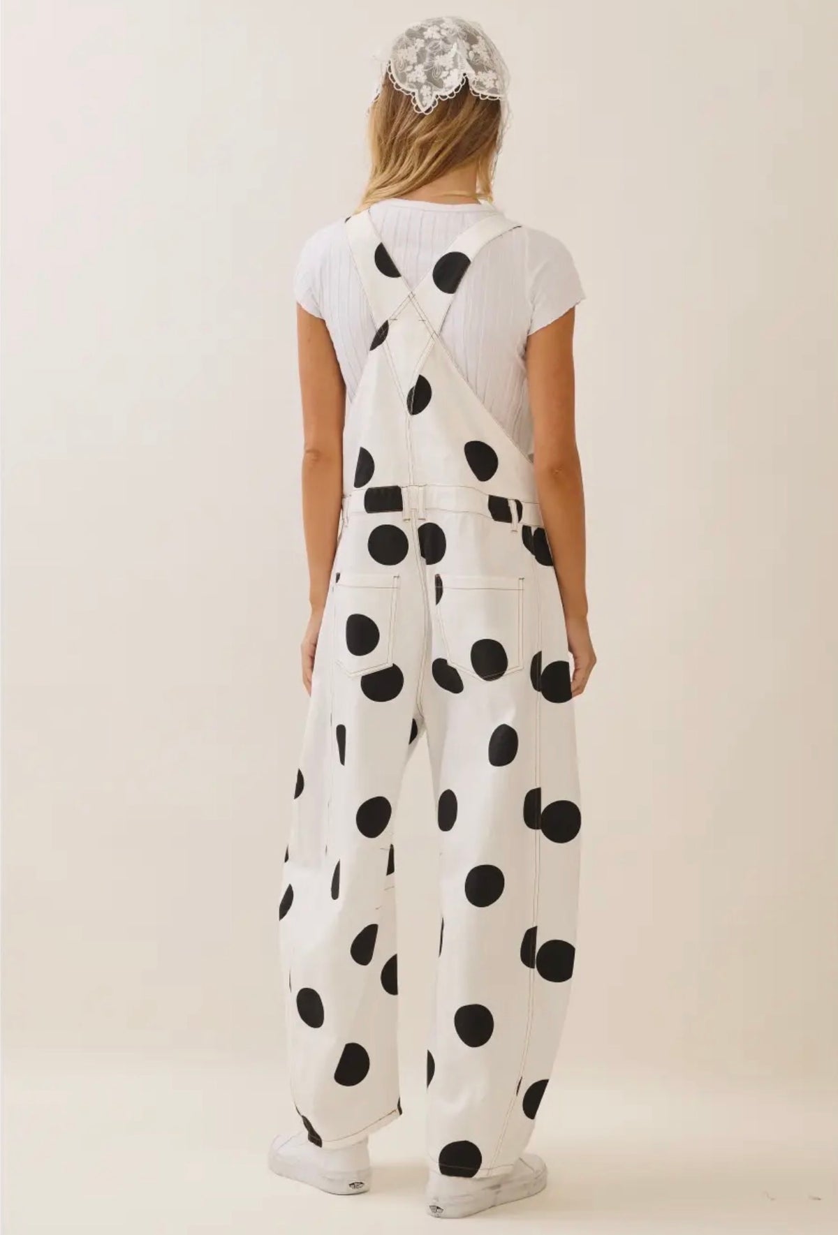 Polka Dot Barrel Leg Overalls