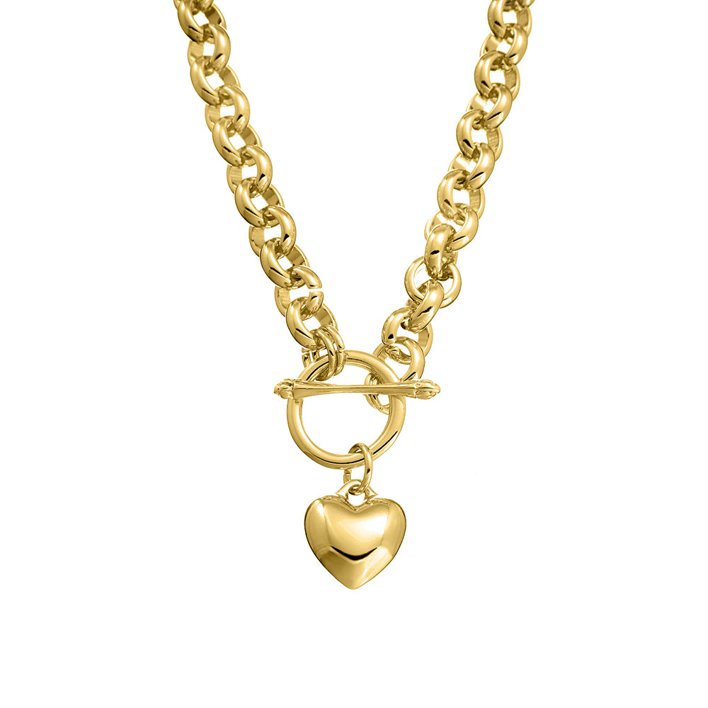Allure - Heart Belcher Link Necklace - Gold