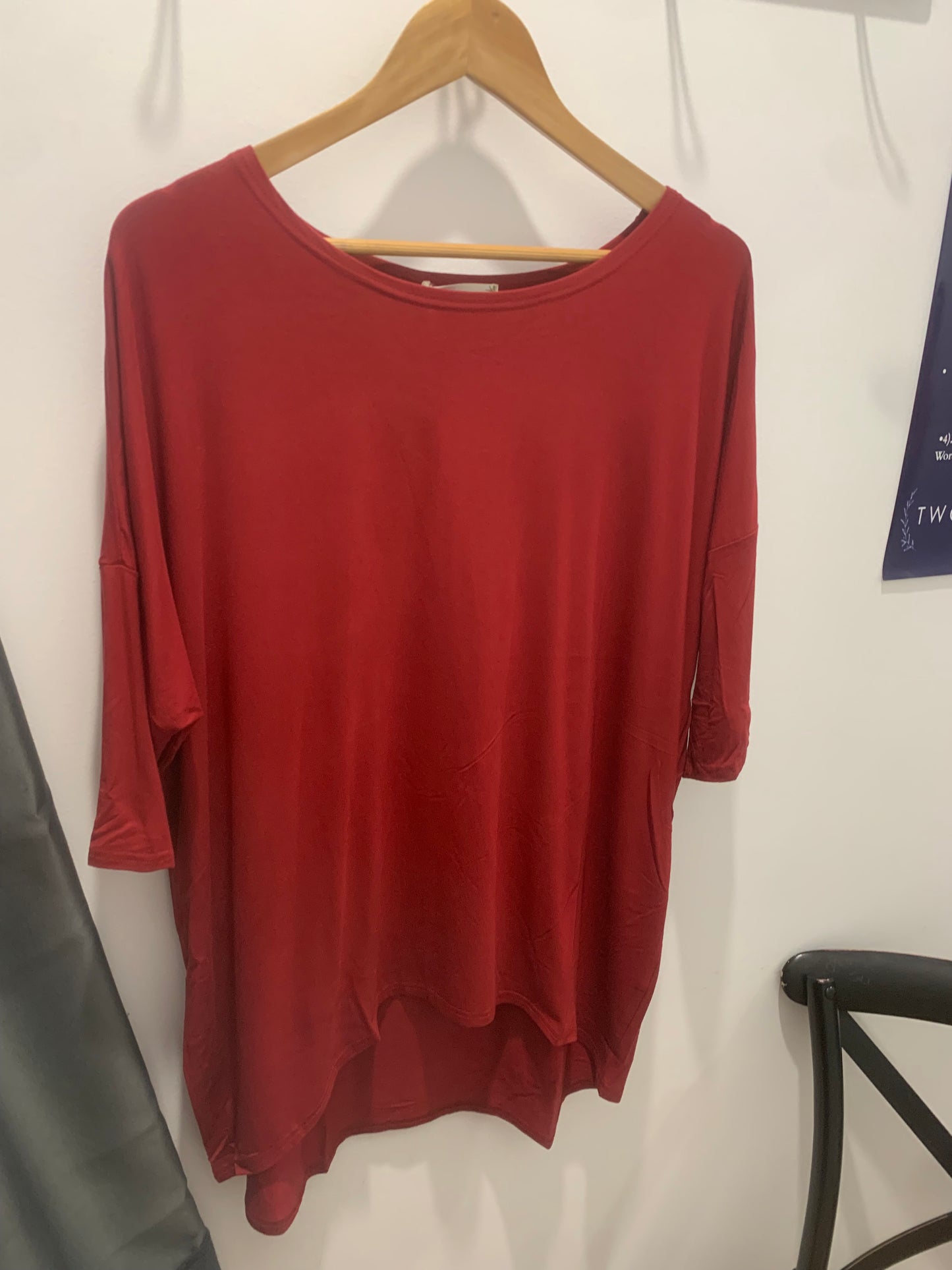 Bamboo Hi-Low Top- Maroon