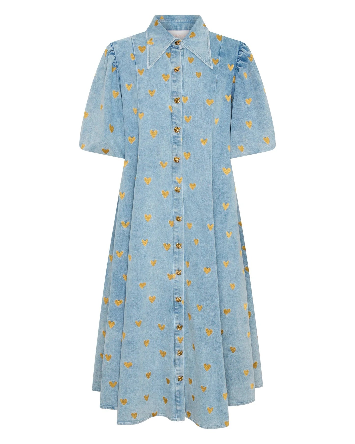 La Bohème Girls Peyton Midi Dress Denim Hearts