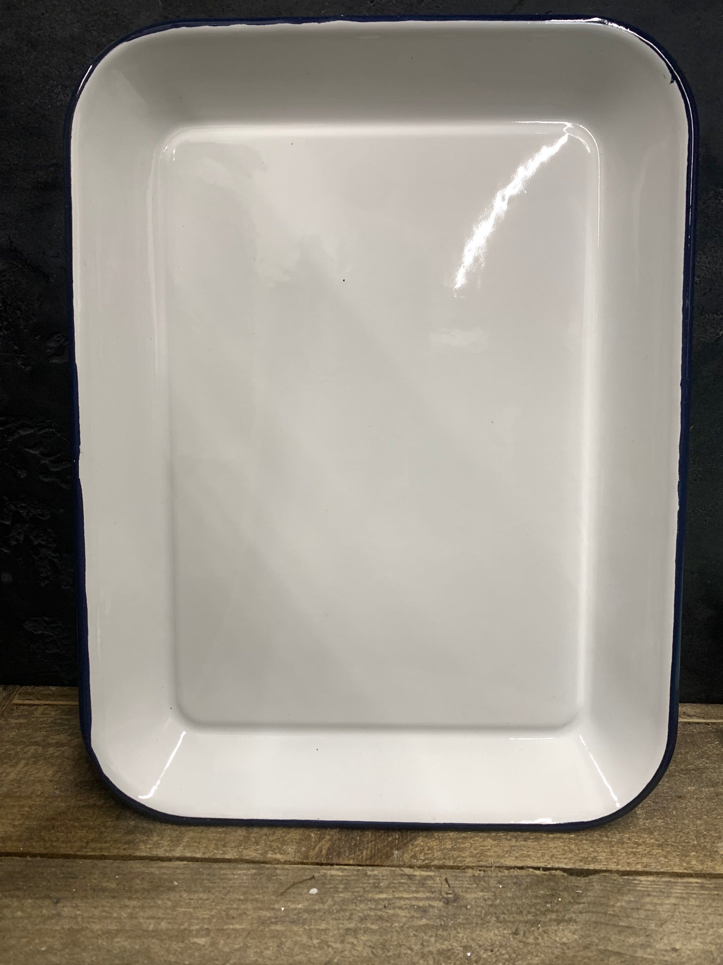 Enamel Baking Tray - White/Navy