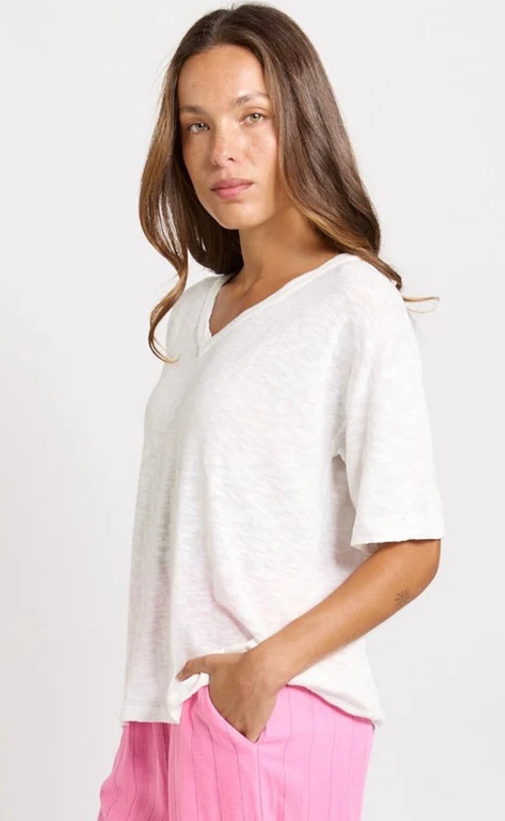 Aries Vneck Top - White