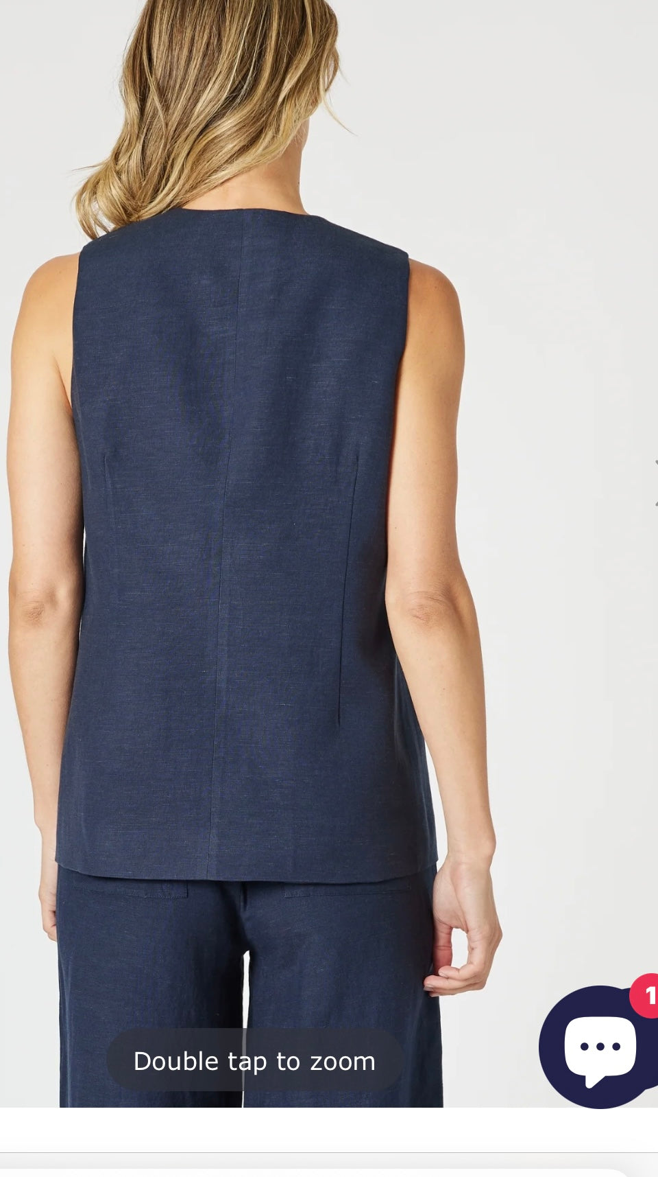 Lino Long Vest- Navy