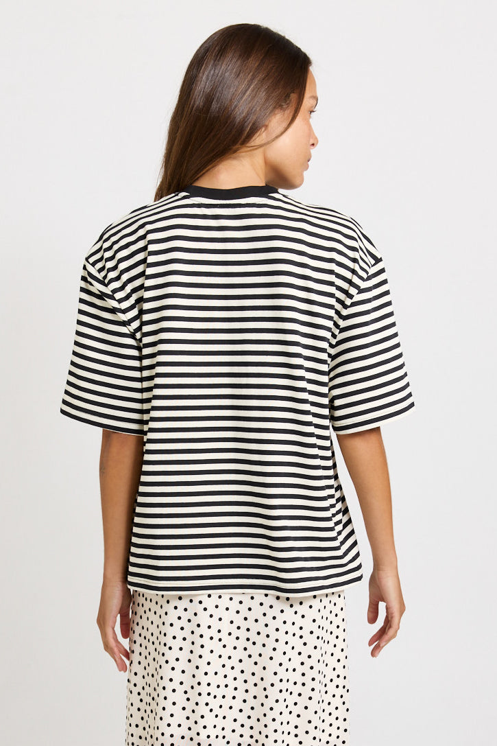 Jazel Slouch Tee- Black/White