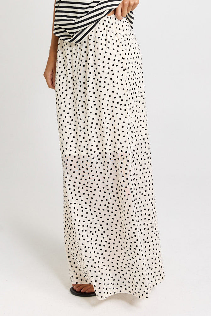 Rachel Spot Mesh Maxi Skirt - White/Black