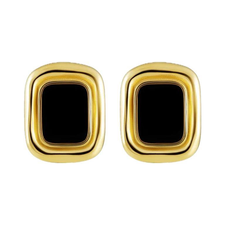 Allure Black/Gold Rectangle Earrings