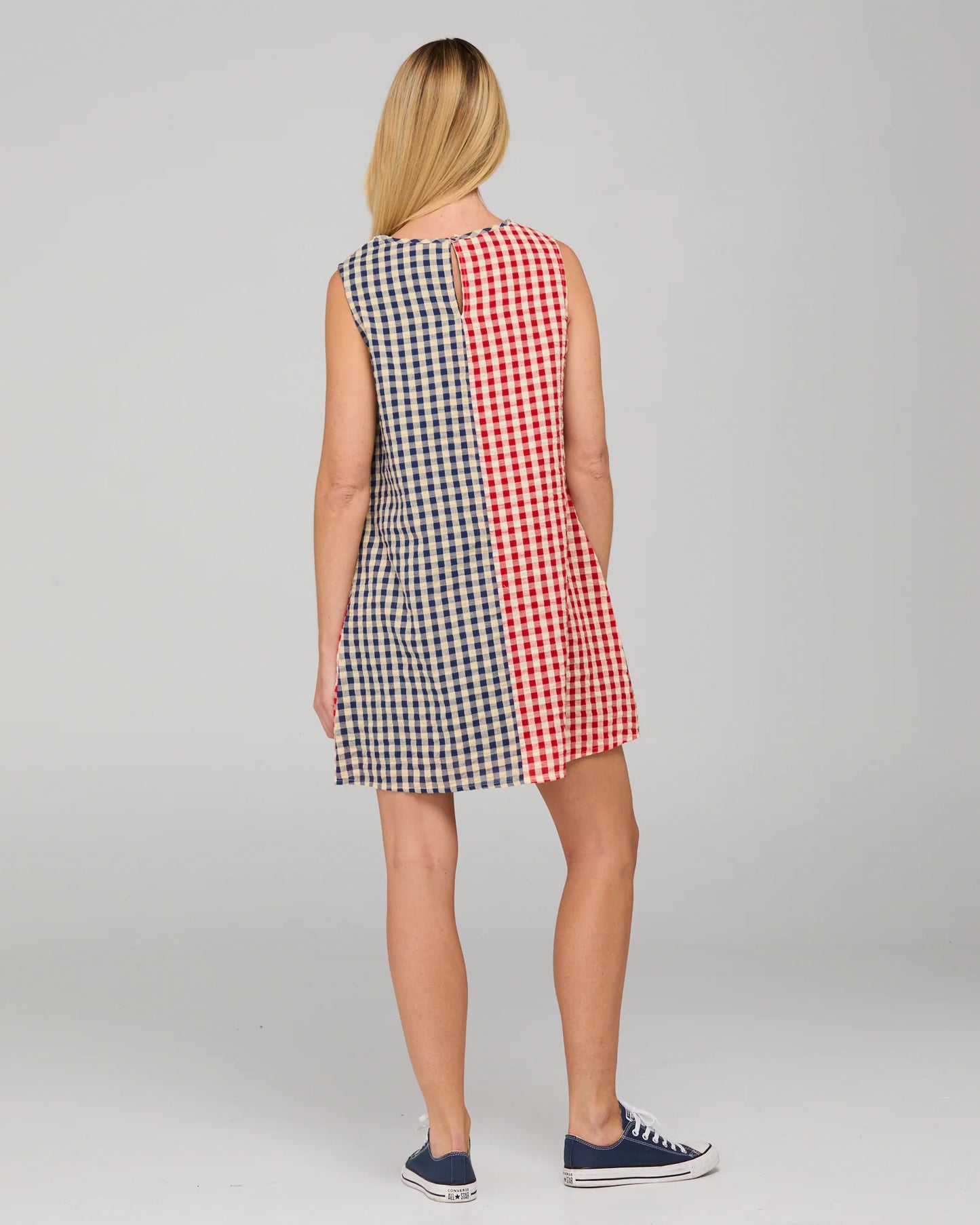 Gillie Dress -Spliced Seersucker
