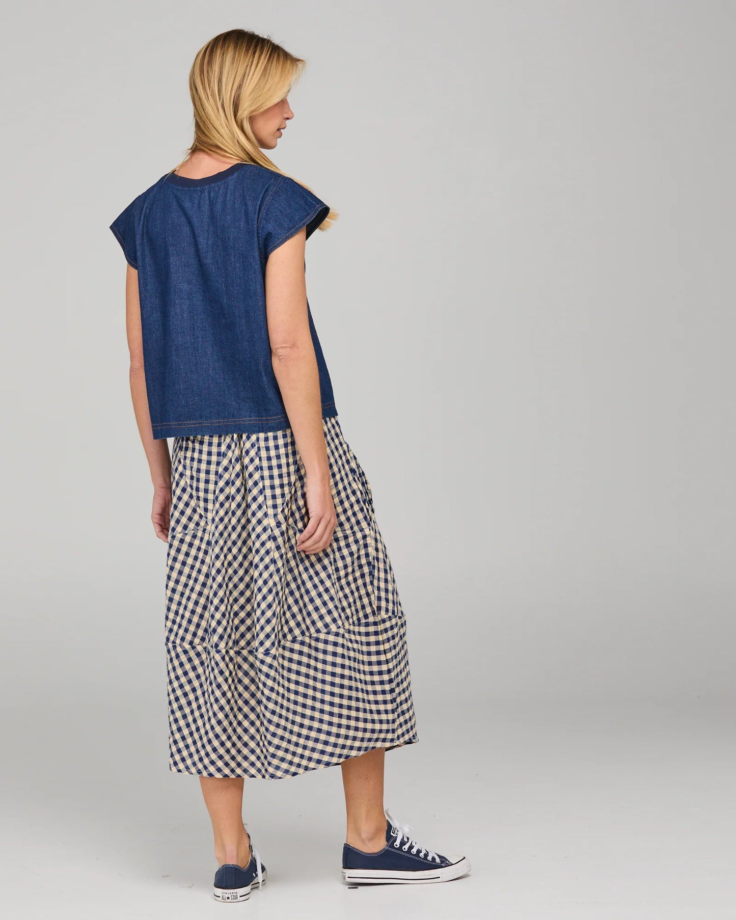 Guru Skirt- Navy Seersucker