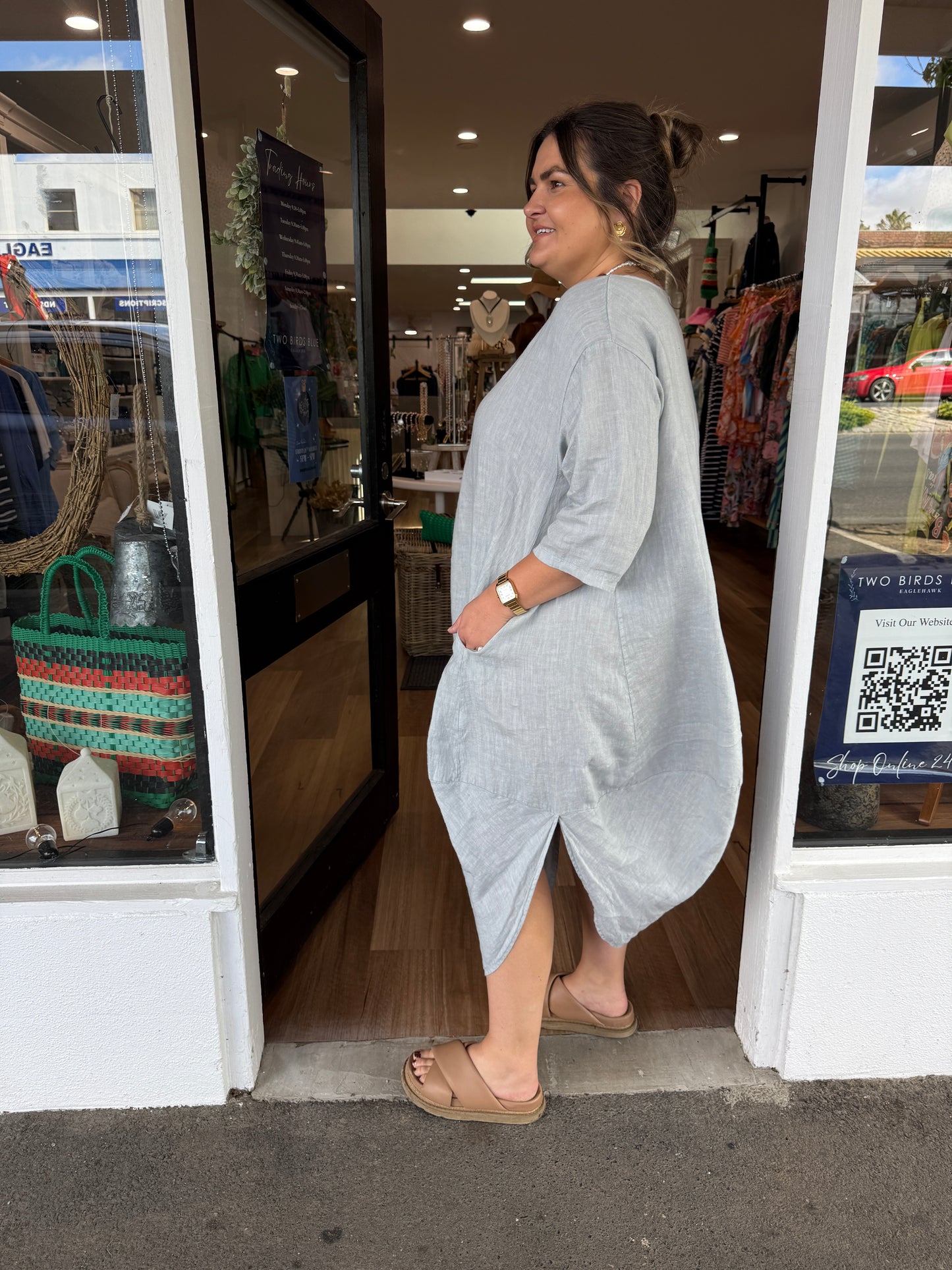 Scalloped Edge Dress - Silver Blue