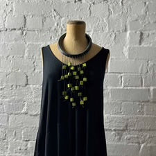 Frank Ideas Cascading Wood Necklace- Green