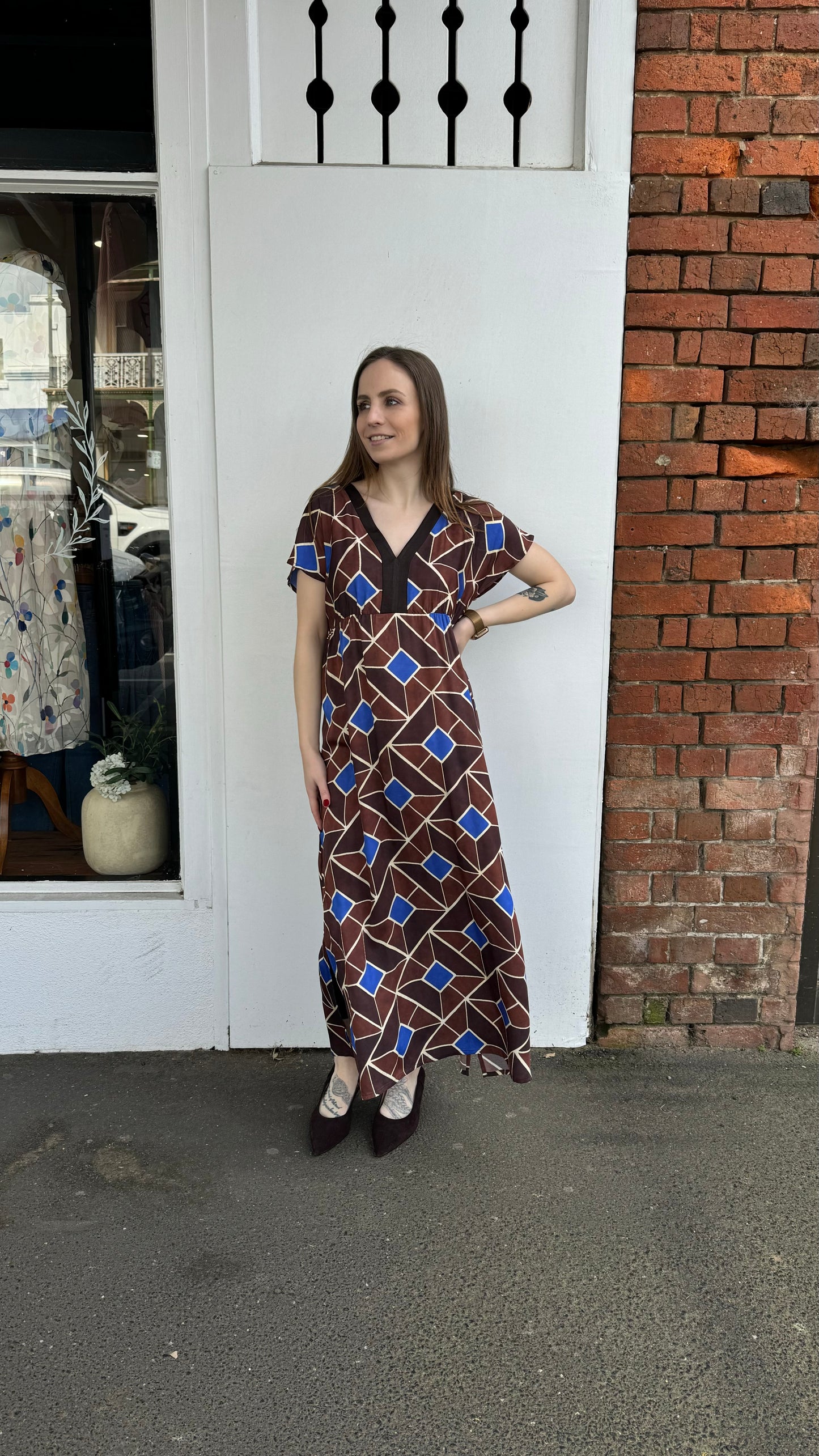 Paz Torras - Printed Dress Blue/Brown